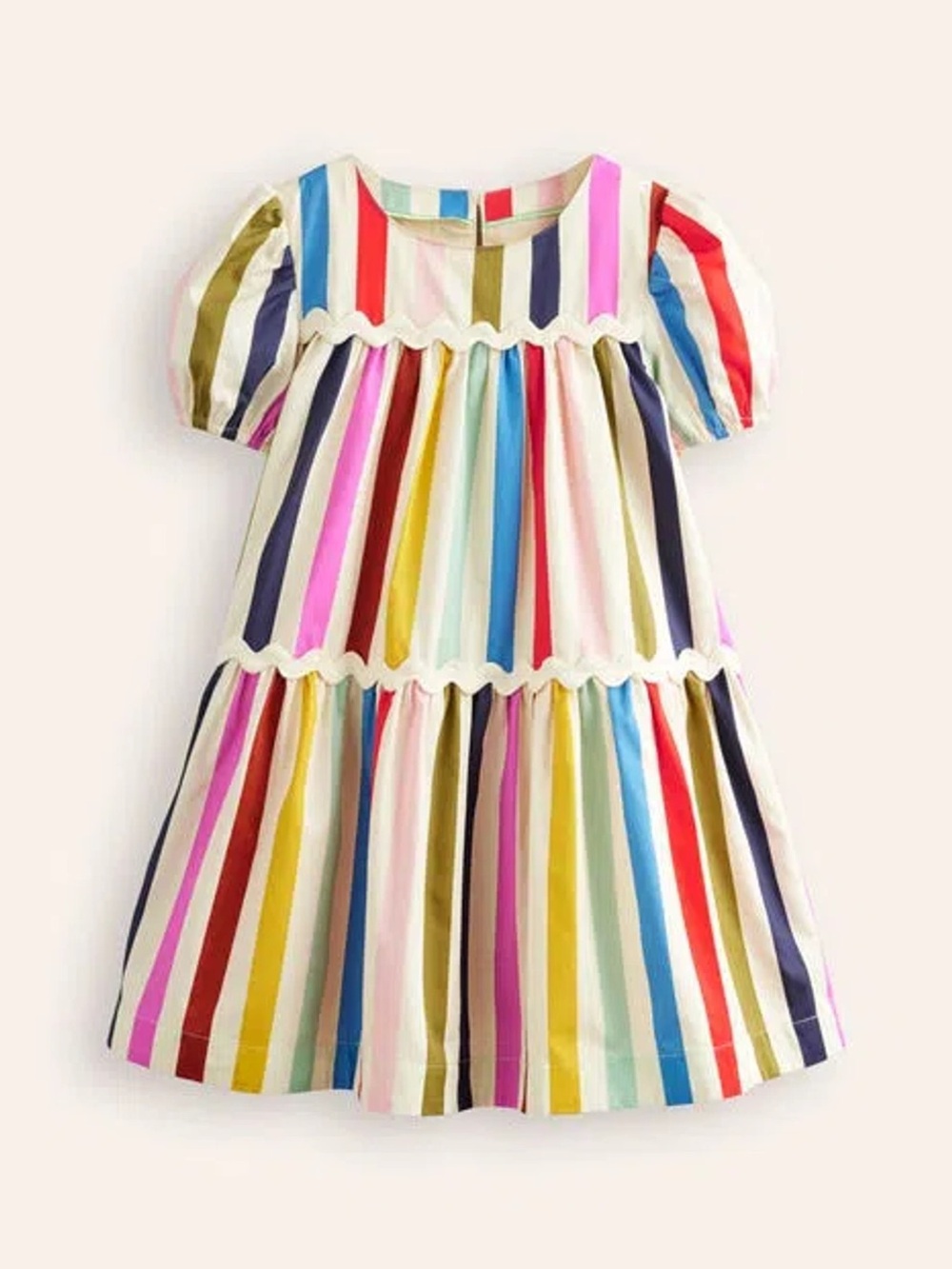 Boden Rainbow Stripe Tiered Dress — Multicolor